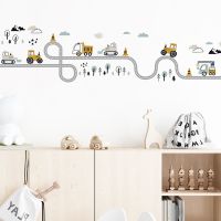 Cartoon Cars Truck Tractor Bulldozer Traffic Wall Stickers for Boy Kids Room Bedroom Decals