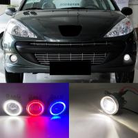 2 Functions For Peugeot 207 2009 - 2012 2013 Auto LED DRL Daytime Running Light Car Angel Eyes Fog Lamp Foglight