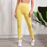 [COD] European and cross-border yoga hip-lifting sports high waist large size seamless womens solid trousers