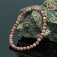 หินโรโดไนท์ หินความรัก ขนาด 4 มิล Rhodonite หินแท้ กำไลหินมงคล หินแห่งความรัก หินสีชมพู by.ออมทอง