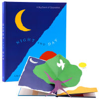 Day and night English original picture book night and day a three-dimensional flip book on contrast antonym learning hardcover large open three-dimensional art picture book flip book parent-child interactive game toy book