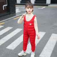 OLEKID Autumn Winter Baby Girl Overalls Thick Warm Down Cotton Girls Jumpsuit 1-5 Years Kids Boys Waterproof Pants