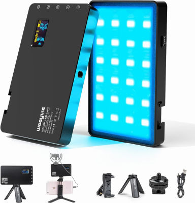 Weeylite RGB LED Video Light, Portable Small LED On Camera Light with Tripod and Phone Holder, Full Color 2500-8500K Photography Lights Panel for YouTube Lighting Video Recording TikTok Vlogging