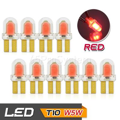 65Infinite (แพ๊ค 10 COB LED T10 W5W สีแดง) 10x COB LED Silicone T10 W5W  ไฟหรี่ ไฟโดม ไฟอ่านหนังสือ ไฟห้องโดยสาร ไฟหัวเก๋ง ไฟส่องป้ายทะเบียน ไฟส่องเท้า กระจายแสง 360องศา CANBUS สี แดง  (Red)