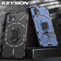 KEYSION เคสเกราะกันกระแทกสำหรับ Nothing Phone 2 1ซิลิโคน + PC ขาตั้งแหวนโลหะฝาหลังโทรศัพท์สำหรับ Nothing Phone 2 1