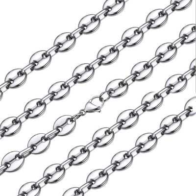 【CW】1Pcs Stainless Steel Coffee Beans Link Chain 5MM Necklaces For Men Women Rope Link Chain Necklaces Fashion Hip Hop Jewelry
