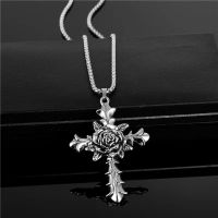 European and American personality retro hipster rose cross men and women long necklace hip hop couple pendant sweater chain Fashion Chain Necklaces