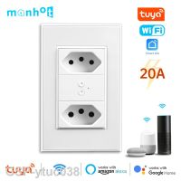 เต้าเสียบปลั๊กเสียบติดผนัง WiFi Zigbee บราซิล2023ytuc038 10A 20A รีโมทหลายตัวสามารถใช้งานร่วมกับ Alexa Home