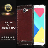 For Samsung Galaxy A9 Pro 2016 SM-A910F SM-A9100 Flexible Ultra Thin Rubber Silicone Cell Phone Case with Elegant Vintage Leather Lychee Pattern Finish Luxury Anti-fall Back Cover