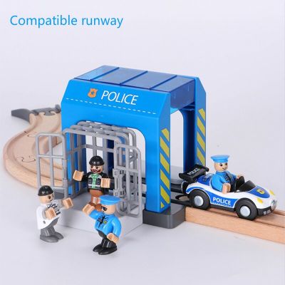 Set Police Thief Catching Building Block Suit Compatible With Wooden Train Track Toy Plastic Police Station Childrens Toys