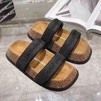 Star same embroidery thick base Alexander Wangˉ Cork straight belt burken slippers, summer wear outside, wear cool slippers (female)