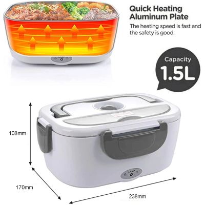 Electric Heating Lunch Box Heated Portable Stainless Steel Meal Tray Preservation Bento Food Container Bento Boxes with Lid