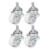 uxcell 1.5 Inch Swivel Caster Wheels PP 360 Degree Threaded Stem Caster Wheel with Brake M8 x 15mm 33lb Capacity 4 Pcs