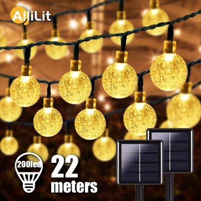 200 LED Lampu Tali Surya Lampu Peri Luar Ruangan Taman Pesta Pernikahan Lampu Dekorasi IP65 Tahan Air 22M Karangan Bunga Natal