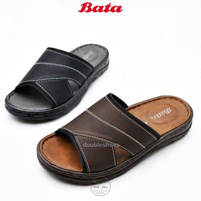 BATA รองเท้าแตะผู้ชาย มินิมอล ทรงเรียบ สีดำ,น้ำตาล ไซส์ 5-10 (39-44) (รุ่น 861-6242 ,861-4242)