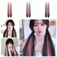 BOBO MISS 2Pcs สีชมพูอมชมพู วิกผมหางม้า การต่อผม ไฟเบอร์ทนความร้อน วิกผมยาวตรง น่ารักน่ารักๆ ขนปุยฟู วิกผมหางม้าคู่ ผู้หญิง/เด็กผู้หญิง