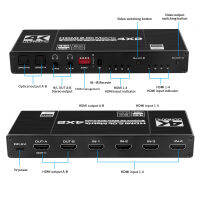 4K 60Hz 4X2 HDMI-Compatible Matrix Switch แยกกับ SPDIF และ LR 3.5มม.HDR HDMI-สวิตช์ที่รองรับ4X2รองรับ HDCP 2.2 3D