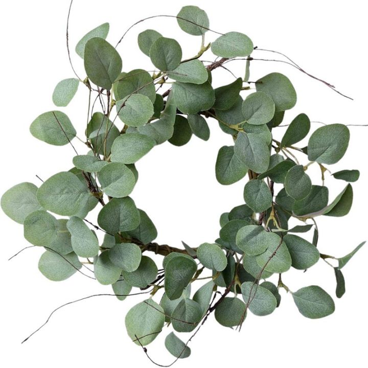 idyllic-eucalyptus-leaves-wreath-metal-polyester-fabric-paper-round-green-wreath-14-inches-for-the-front-door-decor