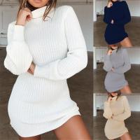 Fashion Model Shop 2023  Women Autumn Winter Long Sleeve Knitted Sweater Dress Ladies Fashion Keep Warm Knitting High Collar Slim Fit Bottoming Sweaters