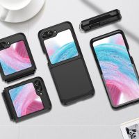 MBER พีซีทีพียู สำหรับ Z flip 5 Case ป้องกันการกระแทก บานพับแบบบานพับ ฝาปิดโทรศัพท์ ของใหม่ ฝาครอบเต็มรูปแบบ ตัวป้องกันโทรศัพท์มือถือ สำหรับ Samsung Galaxy Z Flip5 โทรศัพท์สำหรับโทรศัพท์