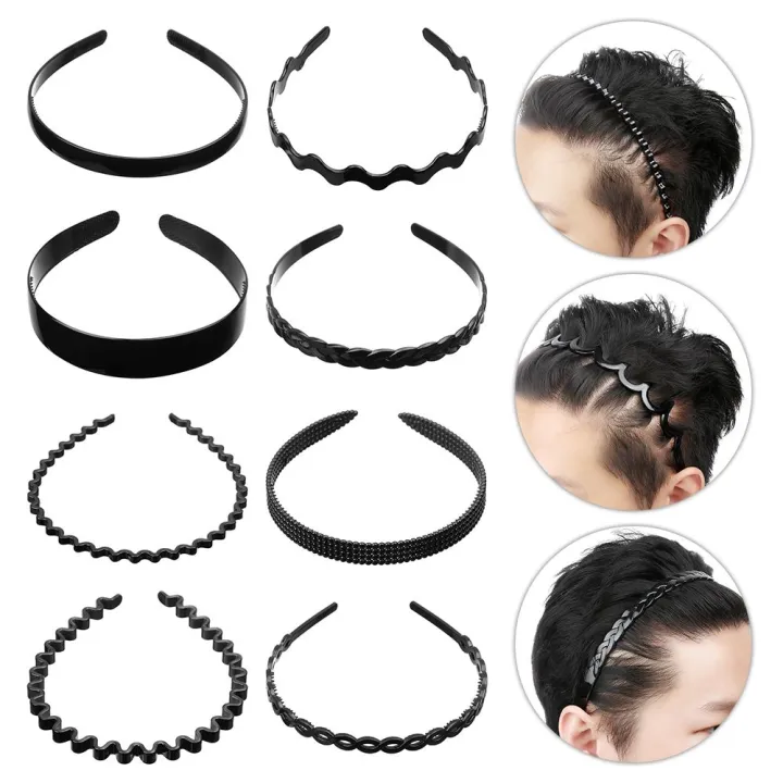 Metal Hair Bands For Men Women'S Headbands, Unisex Black Wavy Spring Sports  Headband For Unisex Hair