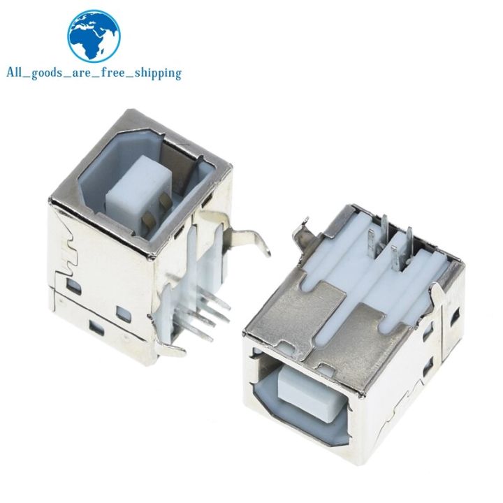 10Pcs Square USB Socket Usb B ประเภทหญิง90องศา PCB เชื่อม Parent Connector สำหรับเครื่องพิมพ์ Data