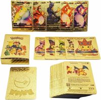 New Pokemon Cards Metal Gold Silver Vmax GX Card Box Charizard Pikachu Rare Collection Battle Trainer Card Children Toys Gift V