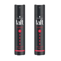 (แพ็คคู่) Schwarzkopf Taft Power Haarlack Hair Spray Mega Stark 250 ml ทัฟท์ พาวเวอร์ แฮร์ สเปรย์ กระป๋องดำ 08049