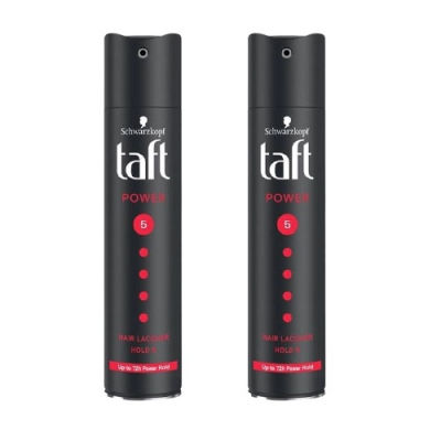 (แพ็คคู่) Schwarzkopf Taft Power Haarlack Hair Spray Mega Stark 250 ml ทัฟท์ พาวเวอร์ แฮร์ สเปรย์ กระป๋องดำ 08049