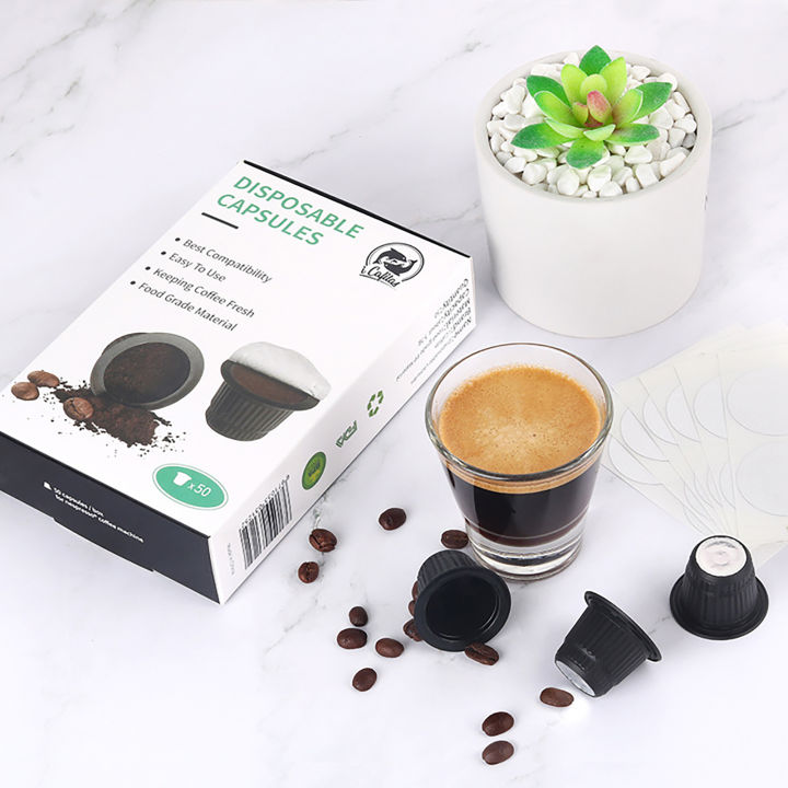 fenquezisq-แคปซูลสำหรับกำจัดถ้วยกาแฟแคปซูล50ชิ้นสีทึบพลาสติกที่ใช้งานง่ายต่อที่กรองกาแฟใช้ในบ้านทนทาน50ชิ้น