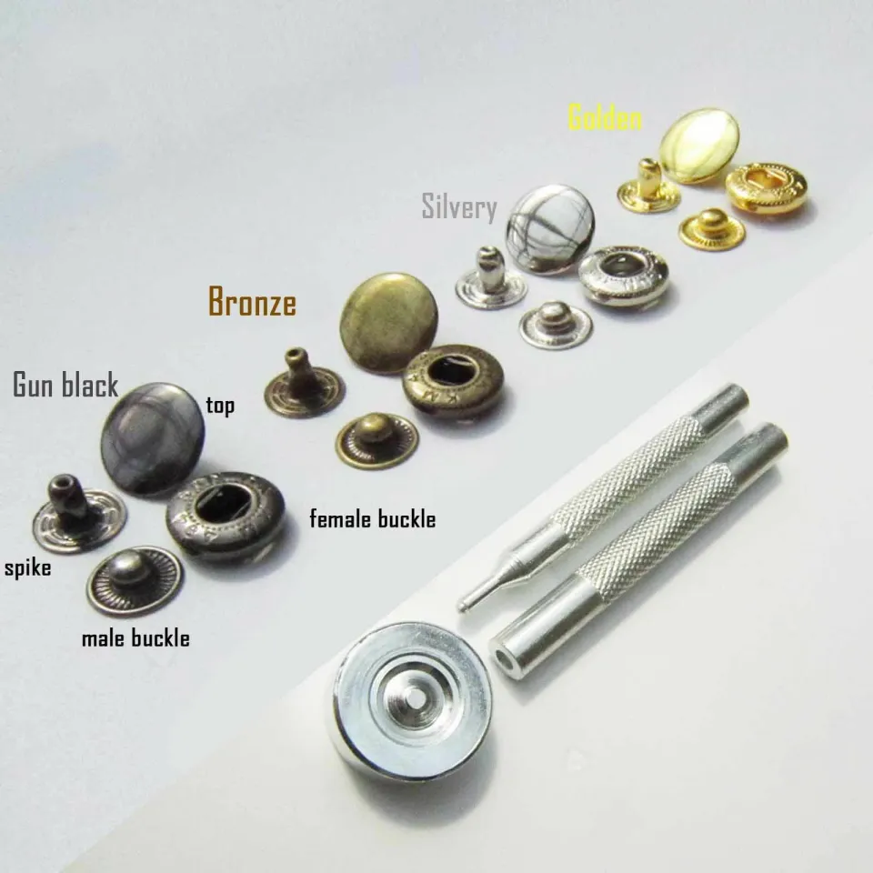 10/25sets Leather Snap Fasteners Kit,10mm 15mm Metal Button Snaps Press  Studs/1 Installation Tools