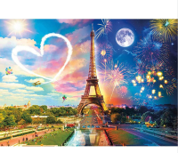 ใหม่เจาะรอบ5D ภาพวาดเพชร DIY "LoveHeart Eiffel Tower" 3D เย็บปักถักร้อยงานปักครอสติช5D ตกแต่งบ้าน