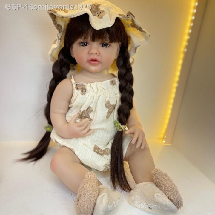 สถูป15smilevonla1976ตุ๊กตา-bzdoll-boneca-realista-เหมือนจริงเรนสเชอร์คอร์โคโปประกอบไปด้วยซิลิโคน-brinquedo-princesa-crian-a-com-cabelo-longo-castanho-cm-22in