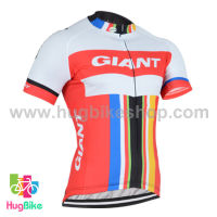 เสื้อจักรยานแขนสั้นทีม Giant 2016 (03) สีขาวแดงแถบฟ้าแดงเหลือง