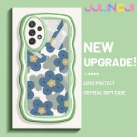 Jlingji เคสปลอกสำหรับ Samsung กาแลคซี A52s 5G A52 4G A52 5G แฟชั่นบลูดอกไม้ดีไซน์ใหม่คอลโลเวฟบริจด์เคสมือถือกันกระแทกแบบใสที่สร้างสรรค์เคสโปร่งใสลายกล้องถ่ายรูปซิลิกาเจลป้องกัน