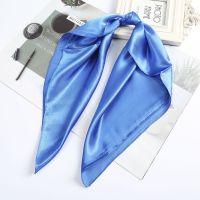 【YF】 Solid Color Head Scarf Blcak Square 60x60 Silk Satin Bandana Cheveux Neckerchief Hijab Accessoires for Woman Hair