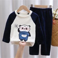 Pajama Sets Boys Girls Thicken Autumn Winter Flannel Pijamas Children Coral Fleece Cartoon Pajamas For Kid Sleepwear pijama niño