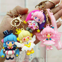 AlarmCW New Keychain Ornament Girl Doll Silicone Car Fashion Key Chains Accessories Magic Bubble Cute Dripping Glu Handbag Gift