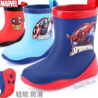 【hot sale】 ❀✧ B53 Disney Childrens Rain Boots Boys Spider-Man Non-slip In-tube Rubber Shoes Kids Plus Velvet Four Seasons Rain Boots Baby