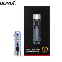 sell well feytu308 - / BORUiT S11 LED พวงกุญแจไฟฉายประเภท-C แบบชาร์จมินิไฟฉายเรืองแสงการระบุแม่เหล็กตั้งแคมป์ยูวีกระเป๋าแสง