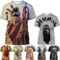 2023 Customized Fashion Indian 3D Printed T-shirt Men  Retro  Hip-hop Street Short-sleeved T-shirt Graphic，Contact the seller for personalized customization