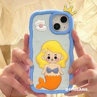 DSGFGHDFD เคส ไอโฟน การ์ตูนสามมิติ นางเงือก iPhone14promax เคสมือถือ Apple 13 12 ซิลิโคน 11 นิ่ม 13promax หญิง