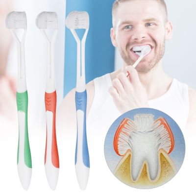 【CW】┅卐  1Pc 3 Sided Silicone Toothbrush for Teeth Cleansing Replaceable Whitening Adults