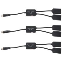 3X Type C OTG USB 3.1 Male to Dual 2.0 Female OTG Charge 2 Port HUB Cable Y Splitter