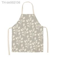 ☼✈∋ Floral Aprons Leaves Pattern Kitchen Apron for Women Cotton Linen Bibs Household Cleaning Pinafore Home Cooking Aprons