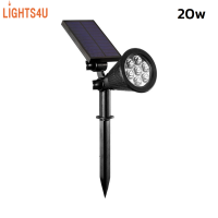 โคมไฟปักดินโซล่าเซลล์ ไฟปักสนาม ไฟสนามโซล่าเซลล์ ไฟ LED  Solar Garden Light พลังงานแสงอาทิตย์ ไฟสีขาว 20W ประหยัดไฟ กันน้ำ lights4u