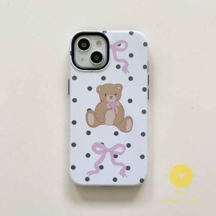 for-เคสไอโฟน-14-pro-max-polka-dot-bear-bowknot-detachable-two-piece-เคส-phone-case-for-iphone-14-pro-max-13-12-11-for-เคสไอโฟน11-ins-korean-style-retro-classic-couple-shockproof-protective-tpu-cover-s