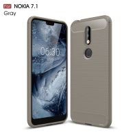 Nokia 7 Plus 6.0นิ้วเคสคาร์บอนไฟเบอร์กันกระแทกกรอบเคสยางซิลิโคนลายขนแปรง Nokia 7 +