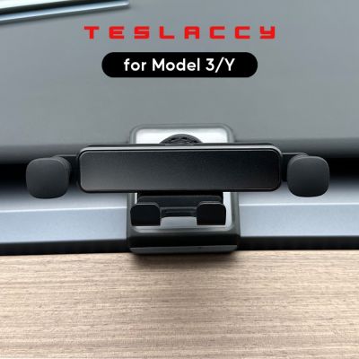 สำหรับ Tesla รุ่น Y ที่ยึดมือถือรถ3ตัวยึดอุปกรณ์สวมติดตั้งเพื่อรองรับแบบไร้เสียงน้ำหอมติดรถยนต์ฐานแบบนิ่มมีขาตั้งแบบ Snap-In ได้ระบายอากาศ