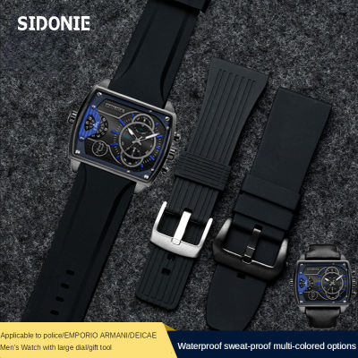 สายนาฬิกาซิลิโคนขนาดใหญ่สำหรับตำรวจดีเซล7370 Seven Fridays Soft Waterproof Watch Band ชาย26 28 30มม. สายนาฬิกา